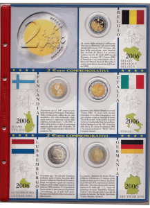 2006 Foglio e tasche con alloggiamenti per 2 Euro Commemorativi